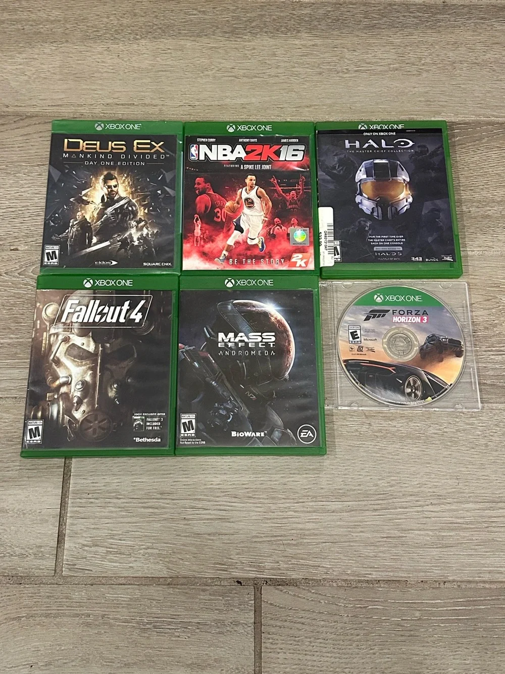 Xbox One Video Games Lot (6) (Fallout 4, NBA 2K16, Forza 3 & Mass Effect)